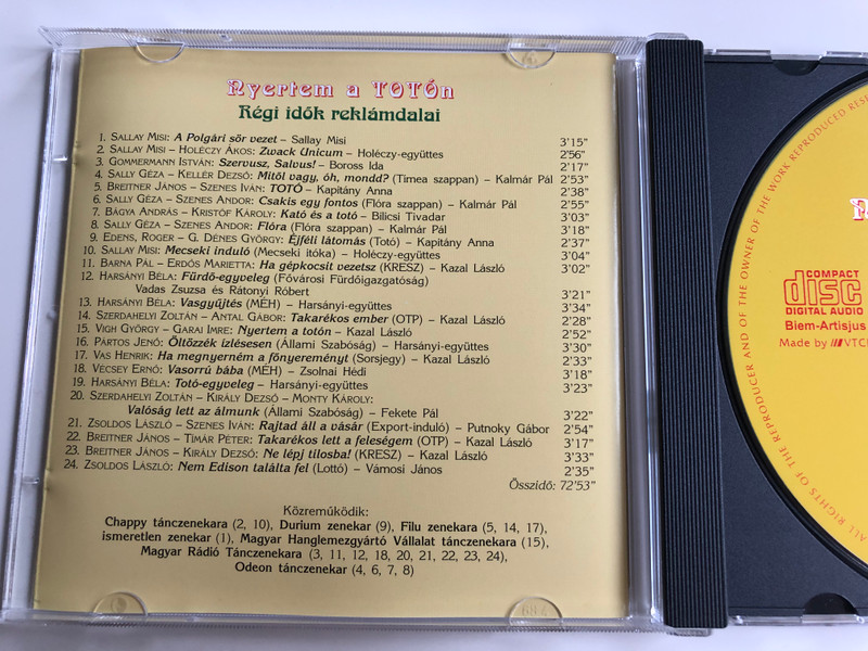 Nyertem A Totón - Régi Idők Reklámdalai / Rózsavölgyi És Társa Audio CD 2007 Mono / RÉTCD 53 / Hungarian Old Timer Advertisement Songs of Hungarian famous brands