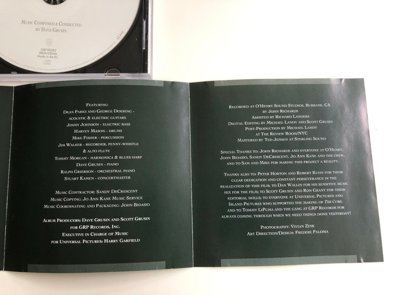 The Cure - Original Motion Picture Soundtrack / Music Composed & Conducted by Dave Grusin ‎/ Two boys found way to make one summer lost a lifetime / GRP ‎Audio CD 1995 / GRP 98282