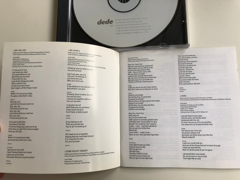 Dede ‎– I Do / Columbia ‎Audio CD 1997 / COL 487356 2