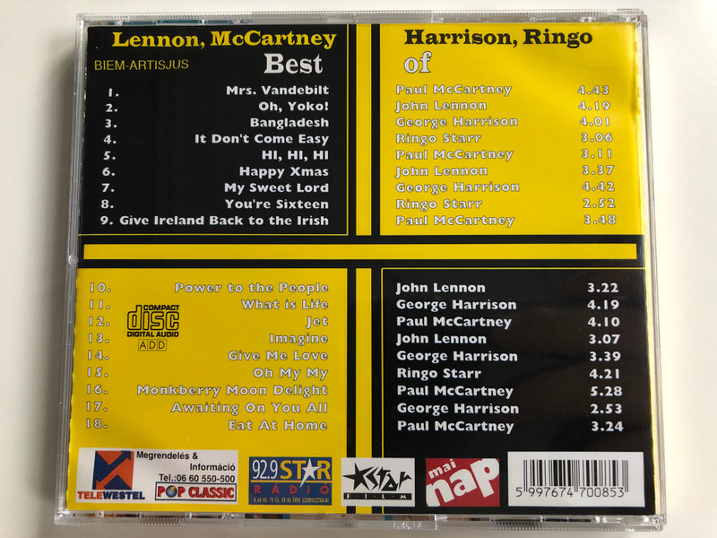 Best Of - Lennon, McCartney, Harrison, Ringo / Pop Classic / Euroton Audio CD / EUCD-0085