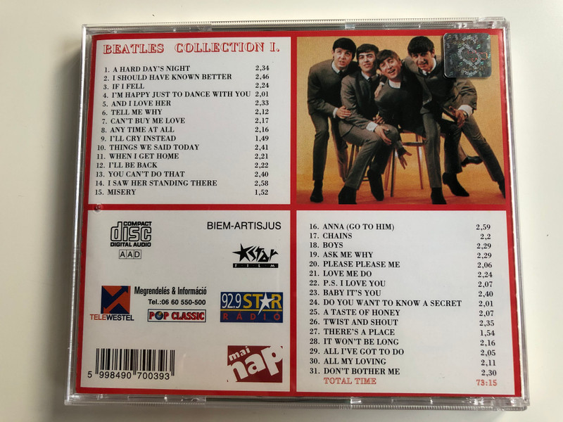 The Beatles ‎– Collection I. / Total Timr: 73:15 / Pop Classic / Euroton ‎Audio CD / EUCD-0039