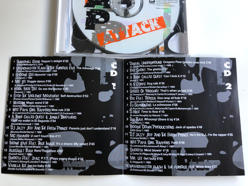 Rap Attack / Tag Team, A Tribe Called Quest, Smooth, Grandmaster Flash, Assault Team, Boogie Down Productions, Digital Underground, Fu-Schnickens, Wee Papa Girl Rappers / Disky ‎2x Audio CD 1997 / DOU 878312