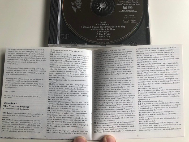 Frank Sinatra ‎– Watertown / The Sinatra Collection / Reprise Records ‎Audio CD / 9362-45689-2