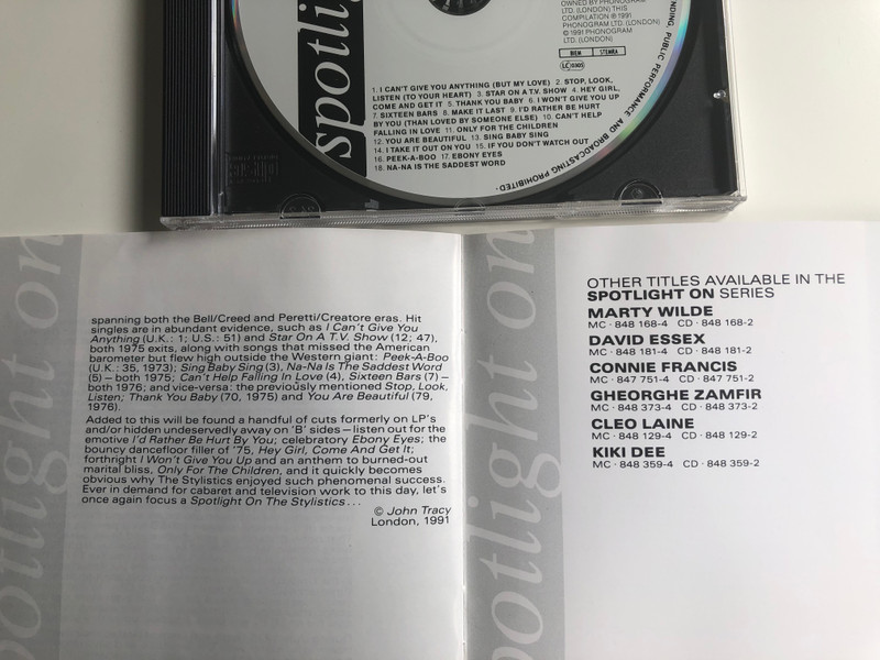 The Stylistics ‎– Spotlight On / Philips ‎Audio CD 1991 / 848 339-2