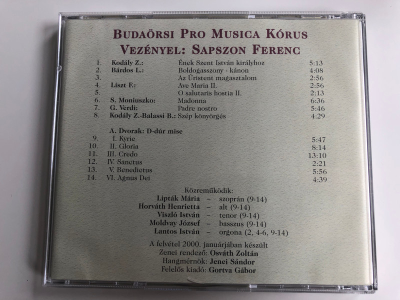 Tizenot Eves A Budaorsi Pro Musica Korus / Veyenyel: Sapszon Ferenc / Audio CD / ZENCD-2000-07
