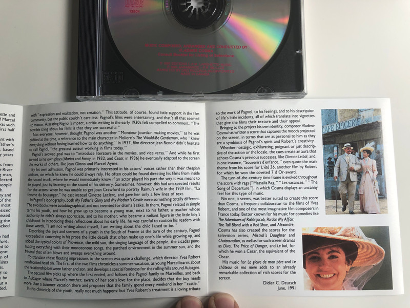 Marcel Pagnol's - My Father's Glory, My Mother's Castle - A Film By Yves Robert / Original Soundtracks / Music Composed, Arranged And Conducted by Vladimir Cosma (Composed of ''Diva'') / DRG Records ‎Audio CD 1990 / 12604