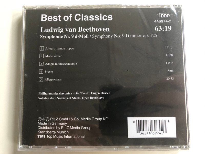 Ludwig van Beethoven ‎– Symphonie Nr. 9 / Best Of Classics / Pilz ‎Audio CD / 446974-2 / Conductor: Eugen Duvier / Orchestra: Philharmonia Slavonica