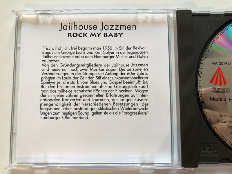 Jailhouse Jazzmen - Rock My Baby / Sister’s And Brother’s, Saratoga Shout, Dream Blues, Back Home, u.a. / Digital Remastered Jazz Edition / Pastels Audio CD 1995 / CD 20.1612