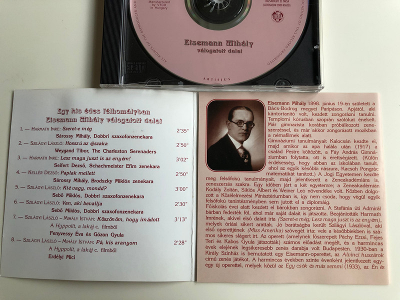 Egy Kis Édes Félhomályban - Eisemann Mihály Válogatott Dalai / Rózsavölgyi És Társa ‎Audio CD 2000 Mono / RÉTCD 05