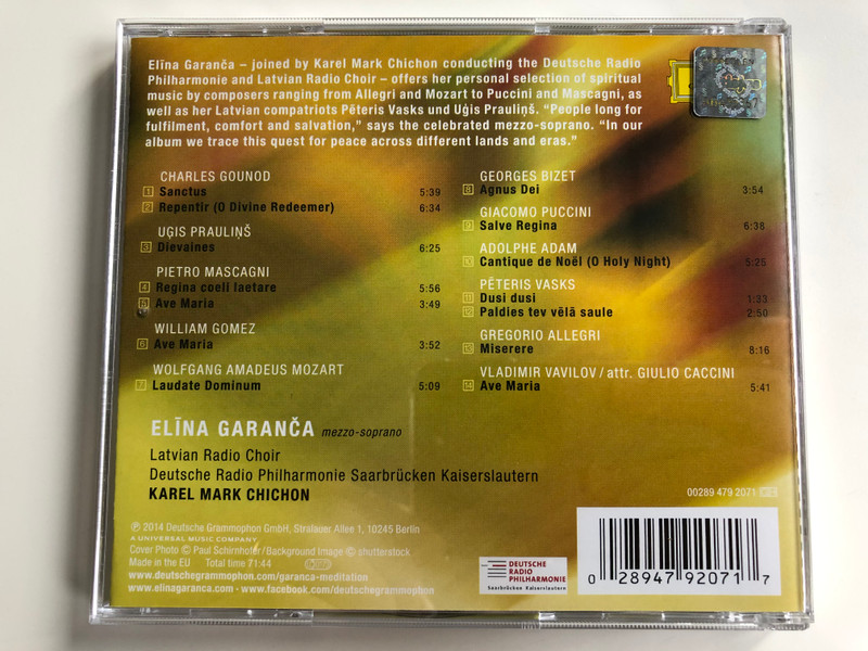 Elīna Garanča ‎– Meditation / Deutsche Grammophon ‎Audio CD 2014 / 479 2071