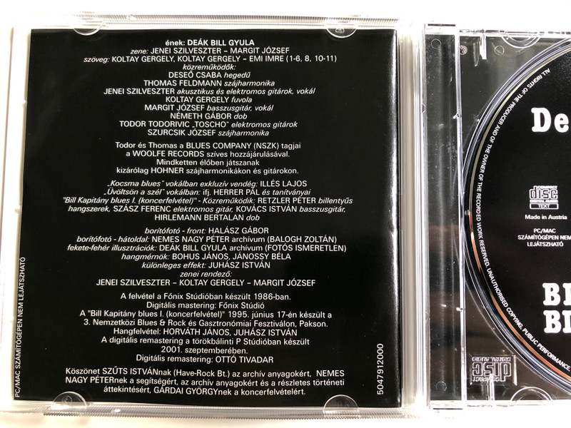 Deák Bill Gyula ‎– Bill Kapitány Blues Cirkusza / Columbia Audio CD 2001 / COL 504791 2