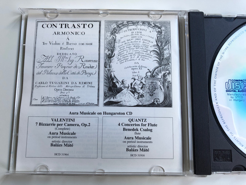 Carlo Tessarini – Contrasto Armonico, Op.X. Introducioni A 4. Op.XI Libro I / Aura Musicale - on period instruments / Aristic director - Balázs Máté ‎/ Hungaroton Classic ‎Audio CD 2001 Stereo / HCD 32025