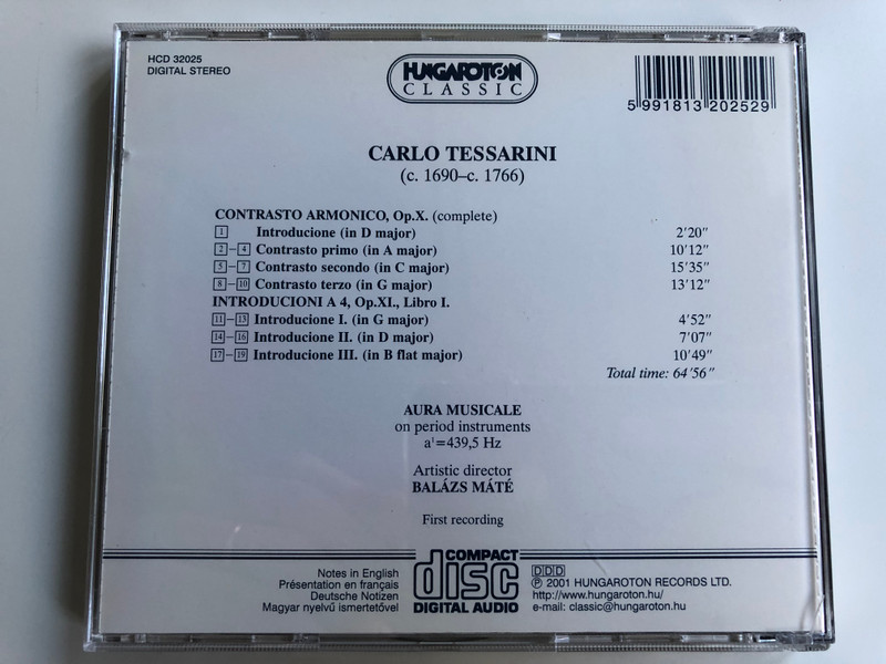 Carlo Tessarini – Contrasto Armonico, Op.X. Introducioni A 4. Op.XI Libro I / Aura Musicale