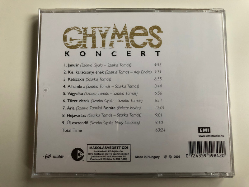 Ghymes ‎– Koncert / Vendegek - Matav Szimfonikus Zenekar, Ligeti Andras, Rudolf Peter / EMI ‎Audio CD 2003 / 595984 2