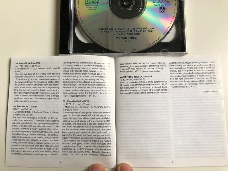 Haydn - Sonatas Nos. 20,28,29,30,31,32,33; Capriccio in G major; Variations in E flat major / Zoltán Kocsis ‎- piano / Hungaroton Classic ‎2x Audio CD 1996 Stereo / HCD 11618-19