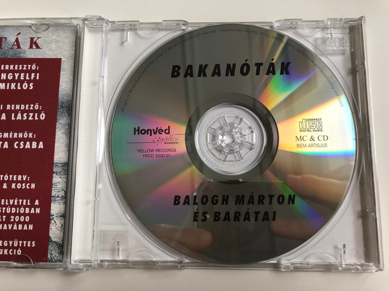 Bakanóták - Balogh Márton És Barátai ‎/ Yellow Records Audio CD 2000 / YRCD 2000-01 / Hungarian Soldiers Songs from the Past