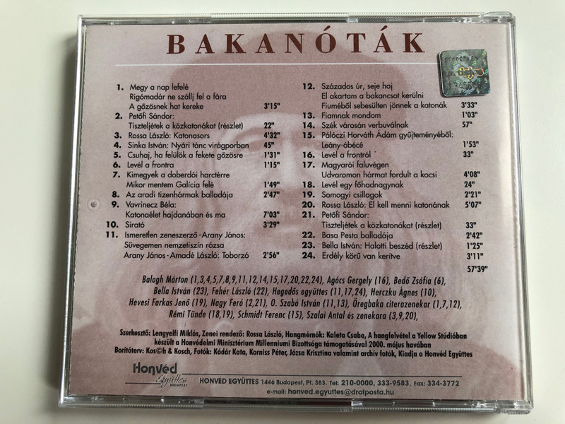 Bakanóták - Balogh Márton És Barátai ‎/ Yellow Records Audio CD 2000 / YRCD 2000-01