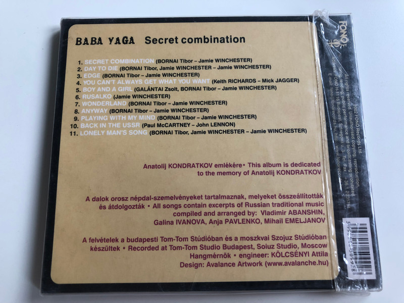 Baba Yaga – Secret Combination / Fonó Records ‎Audio CD 2002 / FA-099-2