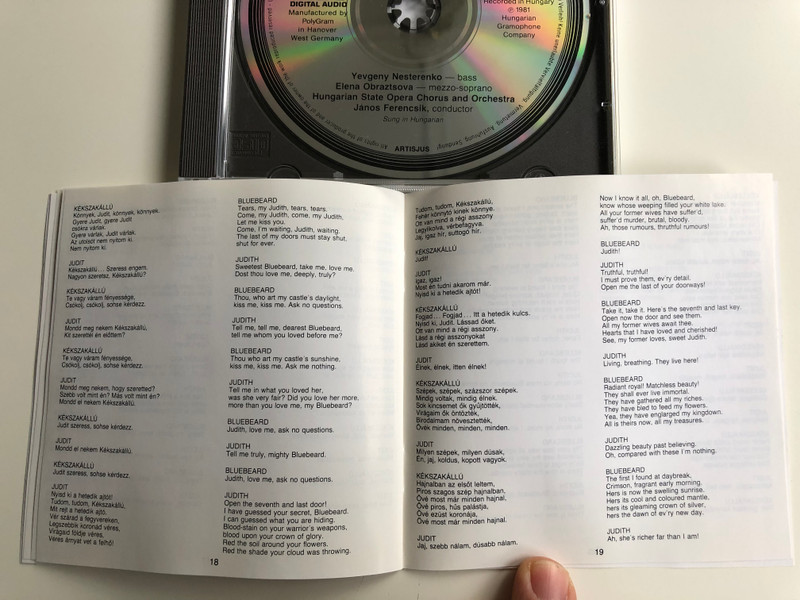 Bluebeard's Castle - Elena Obraztsova, Yevgeny Nesterenko ‎/ Janos Ferencsik / Bartok - A Kékszakállú Herceg Vára / Hungaroton ‎Audio CD 1981 Stereo / HCD 12254-2
