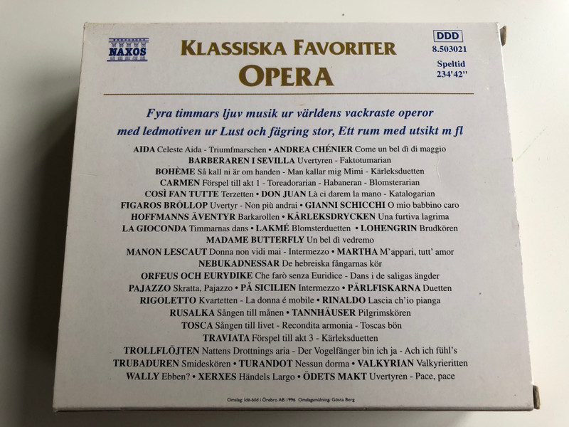 Klassiska Favoriter - Opera / 4 timmar ljuv musik ur Carmen, Trollflojten, Rigoletto, m fl / Naxos ‎3x Audio CD / 8.503021