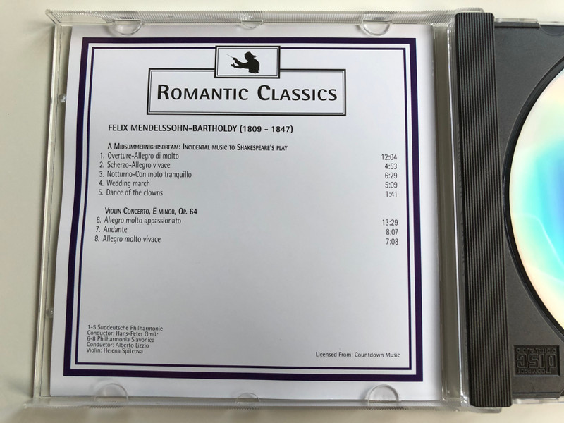 Romantic Classics - Felix Mendelssohn-Bartholdy ‎/ Weton-Wesgram Audio CD 1998 / PAL 505E