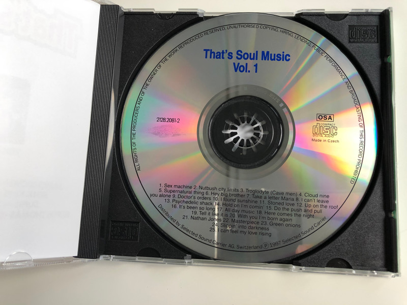 That's Soul Music Vol.1 / James Brown - Sex machine, Ike & Tina Turner - Nutbush city limits, Ben E. King - Supernatural thing, Rare Earth - Hey big bother, Supremes - Stones love / Selected Sound Carrier AG Audio CD 1997 / 2128.2081-2