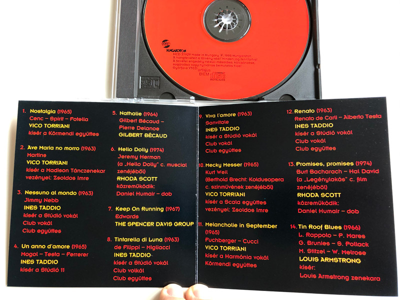 Legendák Budapesten 11 / Vico Torriani, Ines Taddio, Louis Armstrong, Rhoda Scott, Spencer Davis, Gilbert Beaud / Hungaroton Audio CD 1998 / HCD 37929