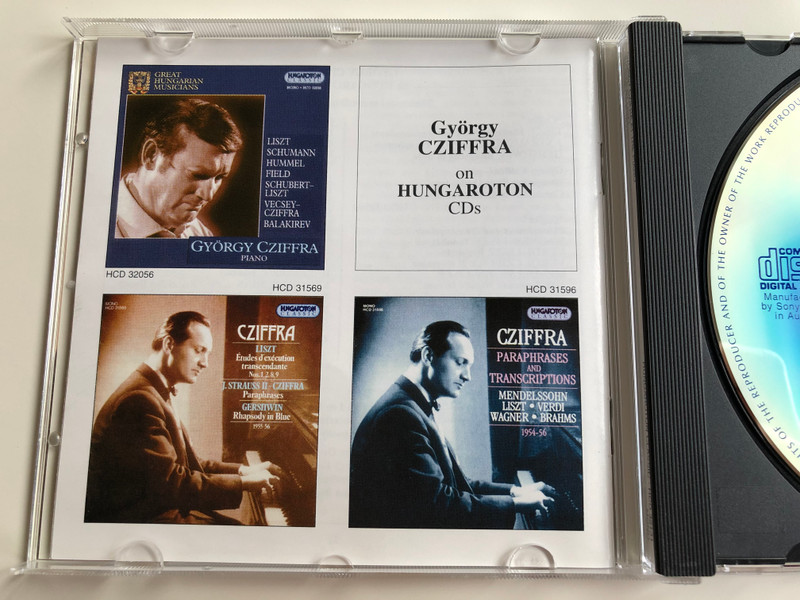 Cziffra Liszt - Etudes D'Execution Transcendante Nos 3 - 7, 10, 11; Rhapsodies Hongroises Nos. 2, 6, 12, 15 / 1954 - 56 / Hungaroton Classic Audio CD 2002 Mono / HCD 32131