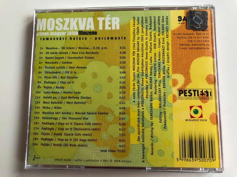 Moszkva Ter - Szines Magyar Jatek Filmzene - Temesvári Balázs / Bahia Music ‎Audio CD 2001 / CDB 078