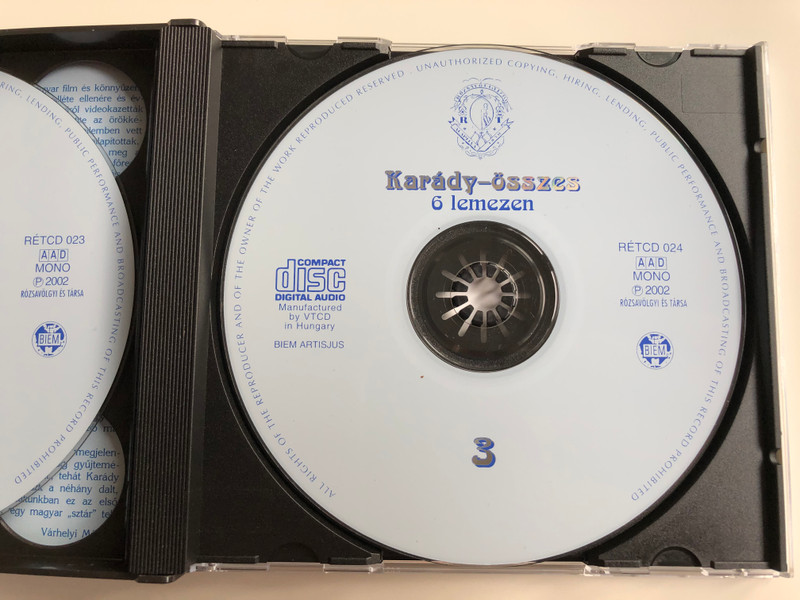 Karady-osszes 1 - 3 / Rózsavölgyi És Társa 3x Audio CD 2002 Mono / RÉTCD 22-24