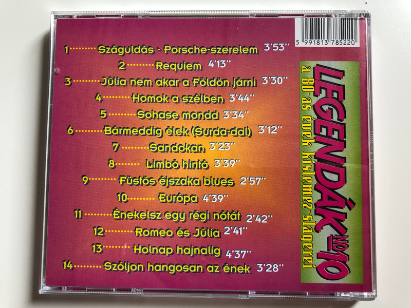 Legendák No 10 - A 80-as Évek Kislemez-Slágerei / Európa - Varga Miklós, Cserháti Zsuzsa & Charlie, Karthago - Requiem, Sohase mondd - Hernádi Judit, Sandokan - Neoton, Zámbó Jimmy - Füstös éjszaka blues / Mega Audio CD 1996 / HCD 37852