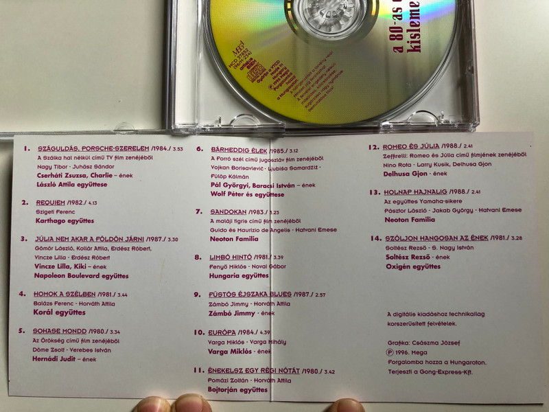 Legendák No 10 - A 80-as Évek Kislemez-Slágerei / Európa - Varga Miklós, Cserháti Zsuzsa & Charlie, Karthago - Requiem, Sohase mondd - Hernádi Judit, Sandokan - Neoton, Zámbó Jimmy - Füstös éjszaka blues / Mega Audio CD 1996 / HCD 37852