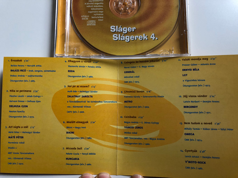 Sláger Radio / Sláger Slágerek 4. / Hungaria, Bikini, Mate Peter, EDDA, Delhusa Gjon / Minden idok legnagyobb slagerei / Hungaroton Audio CD 2000 / HCD 71031