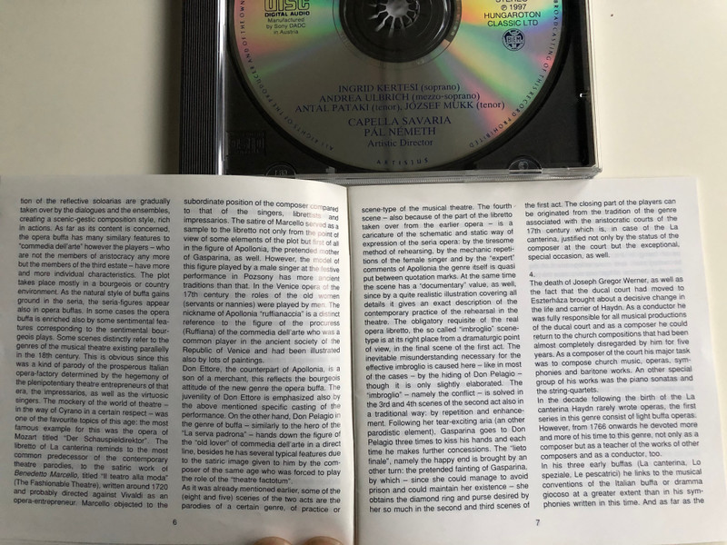 Haydn – La Canterina - Intermezzo in Musica / Ingrid Kertesi, Andrea Ulbrich, Antal Pataki, József Mukk ‎/ Capella Savaria, Pal Nemeth / Hungaroton Classic Audio CD 1997 Stereo / HCD 31664