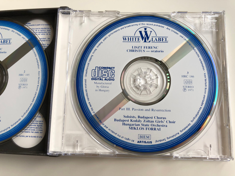 Liszt – Christus - Oratorio / Sándor Sólyom-Nagy, Budapest Chorus, Hungarian State Orchestra, Miklós Forrai / White Label 3x Audio CD Stereo / HRC 184-86