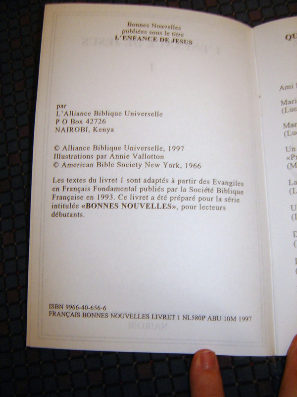 French Children's Bible Story Book about JESUS VOLUME 1 / Francais Bonnes