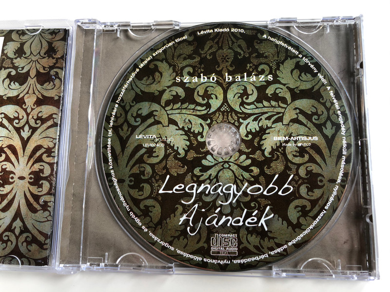 Szabó Balázs - Legnagyobb Ajandek / Karacsonyi dalok maskent / Extra: Duett pinter belaval / Levita Kiado Audio CD 2010 / LEVI024CD