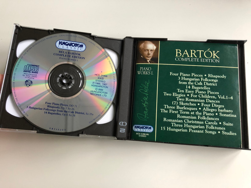 Bartok Complete Edition / Piano Works I. / Four Piano Pieces, Rhapsody, 3 Hungarian Folksongs from the Csik District, 14 Bagatelles, Ten Easy Piano Pieces, Two Elegies, For Children / Hungarian Classic 4x Audio CD 2000 Stereo / HCD 31898-901