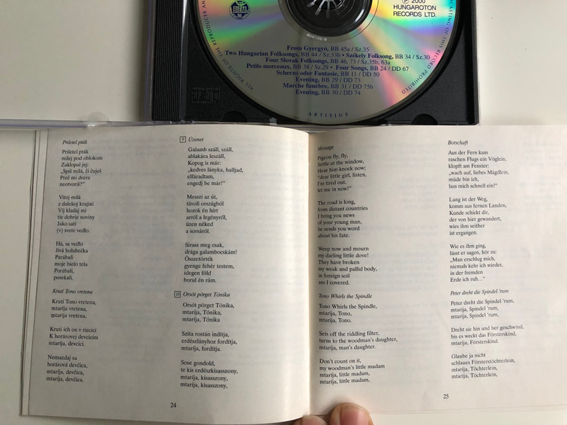 Bartok Complete Edition / Rapities / From Gyergyo, Two Hungarian Folksongs, Szeleky Folksong, Four Slovak Folksongs, Petits morceaux, Four Songs, Scherzo oder Fantasie / Hungaroton Classic Audio CD 2000 Stereo / HCD 31909