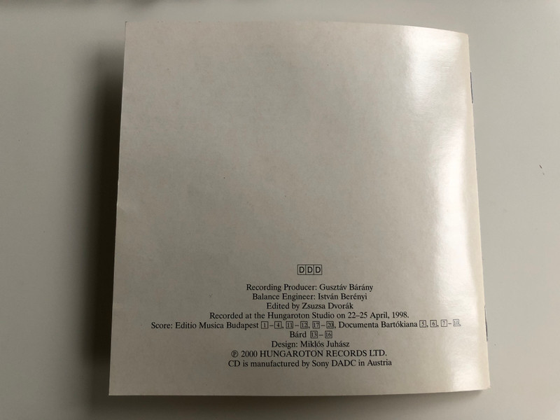 Bartok Complete Edition / Rapities / From Gyergyo, Two Hungarian Folksongs, Szeleky Folksong, Four Slovak Folksongs, Petits morceaux, Four Songs, Scherzo oder Fantasie / Hungaroton Classic Audio CD 2000 Stereo / HCD 31909