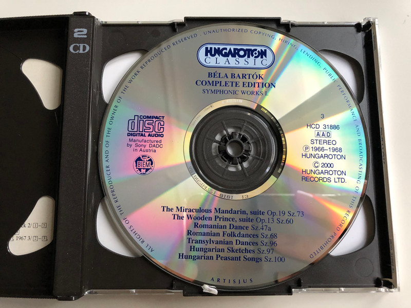 Bartok Complete Edition / Symphonic Works I. / Kossuth, Symphonic Poem, Two Portraits, Two Picture, Four Pieces, Suites Nos. 1, 2 for Orchestra, The Miraculous Mandarin, suite / Hungaroton Classic 4x Audio CD 2000 Stereo / HCD 31884-87