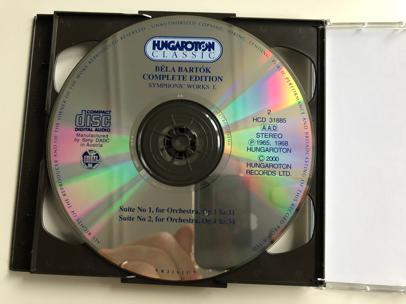 Bartok Complete Edition / Symphonic Works I. / Kossuth, Symphonic Poem, Two Portraits, Two Picture, Four Pieces, Suites Nos. 1, 2 for Orchestra, The Miraculous Mandarin, suite / Hungaroton Classic 4x Audio CD 2000 Stereo / HCD 31884-87