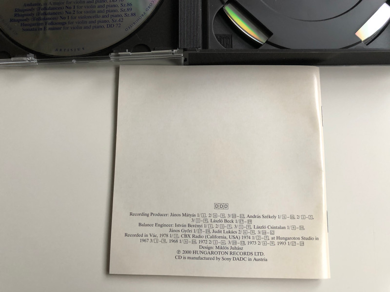 Bartok Complete Edition / Chamber Works I. / Andante, Rhapsodies (Folkdances) Nos 1,2 for Violoncello and Piano, Hungarian Folksongs for Violin and Piano / Hungaroton Classic 3x Audio CD 2000 Stereo / HCD 31892-94
