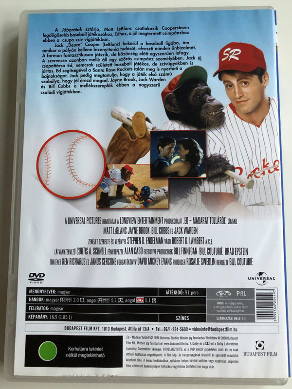 Ed DVD 1996 Ed - Madarat tolláról / Directed by Bill Couturié / Starring: Mat LeBlanc, Jayne Brook, bill Cobbs, Jack Warden (5999544254497)