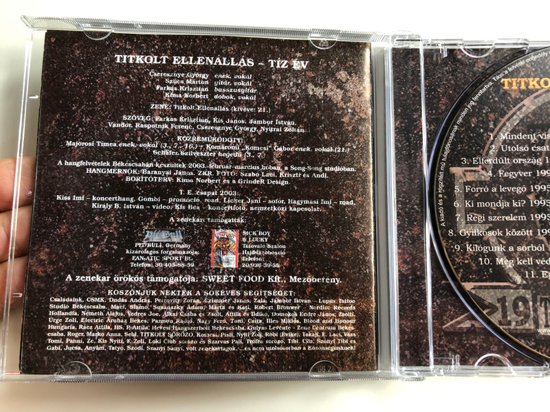 Titkolt Ellenállás ‎– 1993 - Tíz Év / RockWorld Audio CD 2003 / TE004