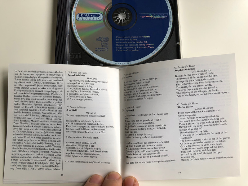 Erzsébet Szőnyi - Concerto per organo e orchestra, Six medieval hymns on translations by Sandor Sik, Quintet for harp and string quartet, Songs on poems by Lanza del Vasto / Hungaroton Classic Audio CD 2004 Stereo / HCD 32246