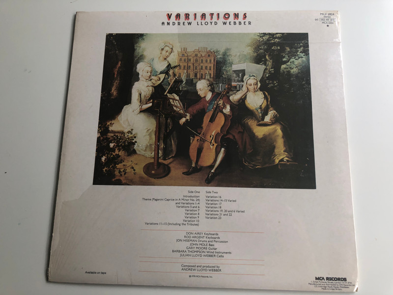 Variations - Andrew Lloyd Webber ‎/ MCA Records ‎LP 1978 Stereo / MCF 2824