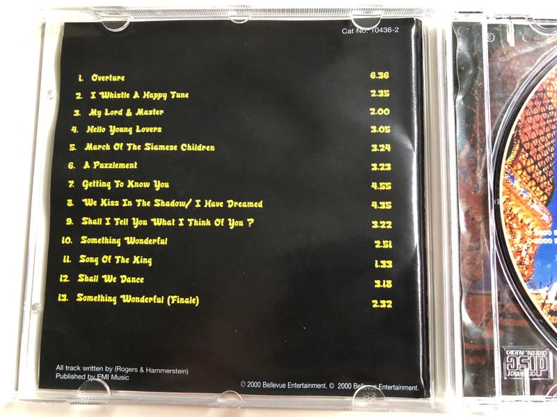 Highlights from The King and I / Performed by The West End Players and Singers / Featuring Hello Young Lovers, Getting To Know You, Shall We Dance, and many more... / Bellevue Audio CD 2000 / 10436-2