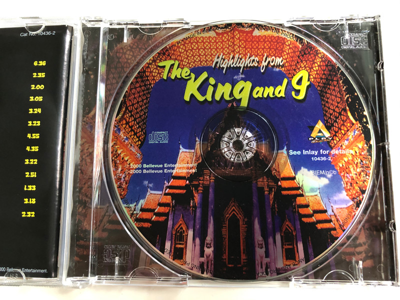 Highlights from The King and I / Performed by The West End Players and Singers / Featuring Hello Young Lovers, Getting To Know You, Shall We Dance, and many more... / Bellevue Audio CD 2000 / 10436-2