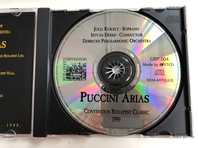 Julia Kukely - Puccini Arias / Debrecen Philharmonic Orchestra, Conducted by Istvan Denes / Convention Budapest Classic Audio CD 1999 / CBP 004